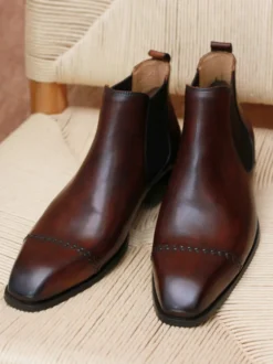 Bottines Chelsea noires à bout carré pour homme en cuir de vache bottines de mariage pour bal de fin d'année