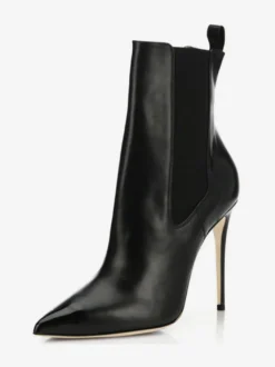 Bottines Chelsea noires à bout pointu et talons hauts pour femmes