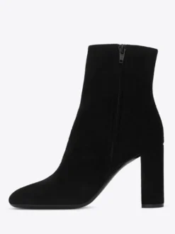 Bottines Chelsea noires femmes à bout pointu et à talons épais chaussures
