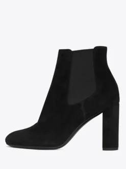 Bottines Chelsea noires femmes à bout pointu et à talons épais chaussures