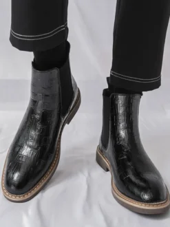 Bottines Chelsea pour homme bout rond motif pierre