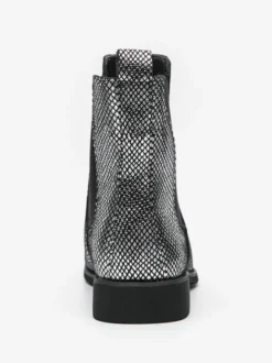 Bottines Chelsea pour homme à bout pointu en cuir brillant imprimé python avec talon bas