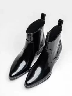 Bottines Chelsea pour hommes en cuir de vachette chic bottines courtes noires