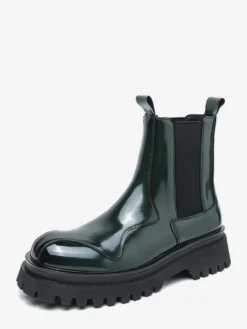 Bottines Chelsea pour hommes bout rond plateforme.