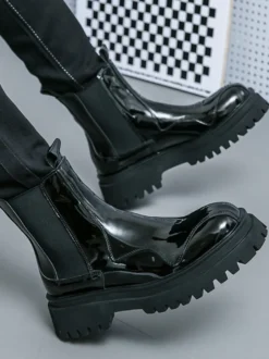 Bottines Chelsea pour hommes bout rond plateforme.