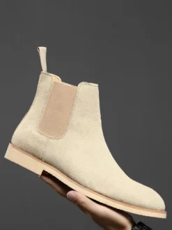 Bottines Chelsea pour hommes chaussures décontractées en daim et cuir à bandage élastique