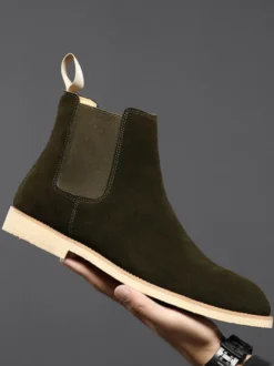 Bottines Chelsea pour hommes chaussures décontractées en daim et cuir à bandage élastique