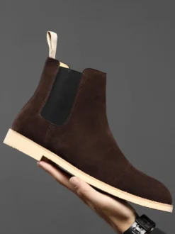 Bottines Chelsea pour hommes chaussures décontractées en daim et cuir à bandage élastique