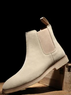 Bottines Chelsea pour hommes chaussures décontractées en daim et cuir à bandage élastique