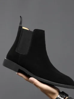 Bottines Chelsea pour hommes chaussures décontractées en daim et cuir à bandage élastique