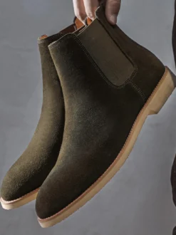 Bottines Chelsea pour hommes chaussures décontractées en daim et cuir à bandage élastique