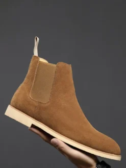 Bottines Chelsea pour hommes chaussures décontractées en daim et cuir à bandage élastique