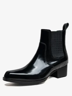 Bottines Chelsea pour hommes en cuir de vachette chic bottines courtes noires