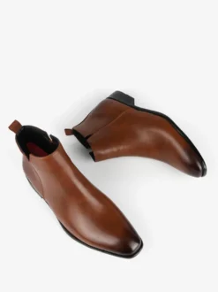Bottines Chelsea pour hommes bout rond à enfiler plates à la cheville