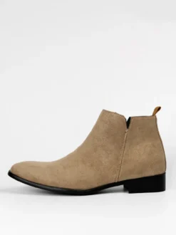 Bottines Chelsea pour hommes bout rond à enfiler plates à la cheville