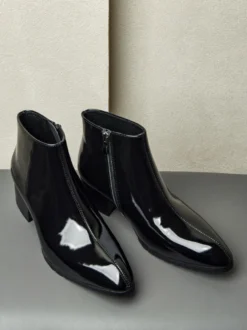 Bottines Chelsea pour hommes en cuir de vachette chic à bout pointu et bottines courtes noires