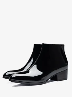 Bottines Chelsea pour hommes en cuir de vachette chic à bout pointu et bottines courtes noires
