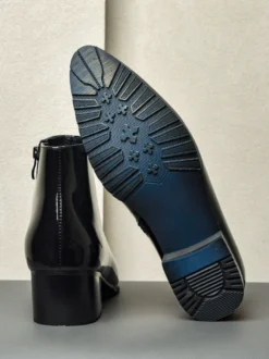 Bottines Chelsea pour hommes en cuir de vachette chic à bout pointu et bottines courtes noires
