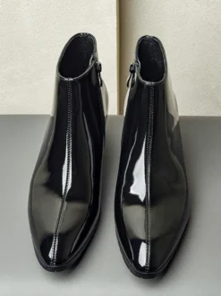 Bottines Chelsea pour hommes en cuir de vachette chic à bout pointu et bottines courtes noires