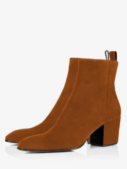 Bottines Chelsea à talons blocs pour hommes bottines noires en daim avec fermeture éclair pour robe de bal de promo