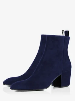 Bottines Chelsea à talons blocs pour hommes bottines noires en daim avec fermeture éclair pour robe de bal de promo