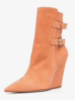 Bottines compensées en daim bottes à bout pointu avec boucle