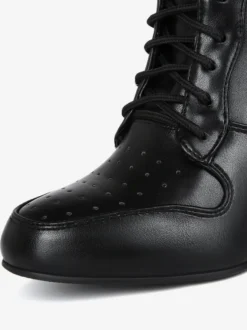 Bottines compensées noires à bout pointu et lacets pour femmes