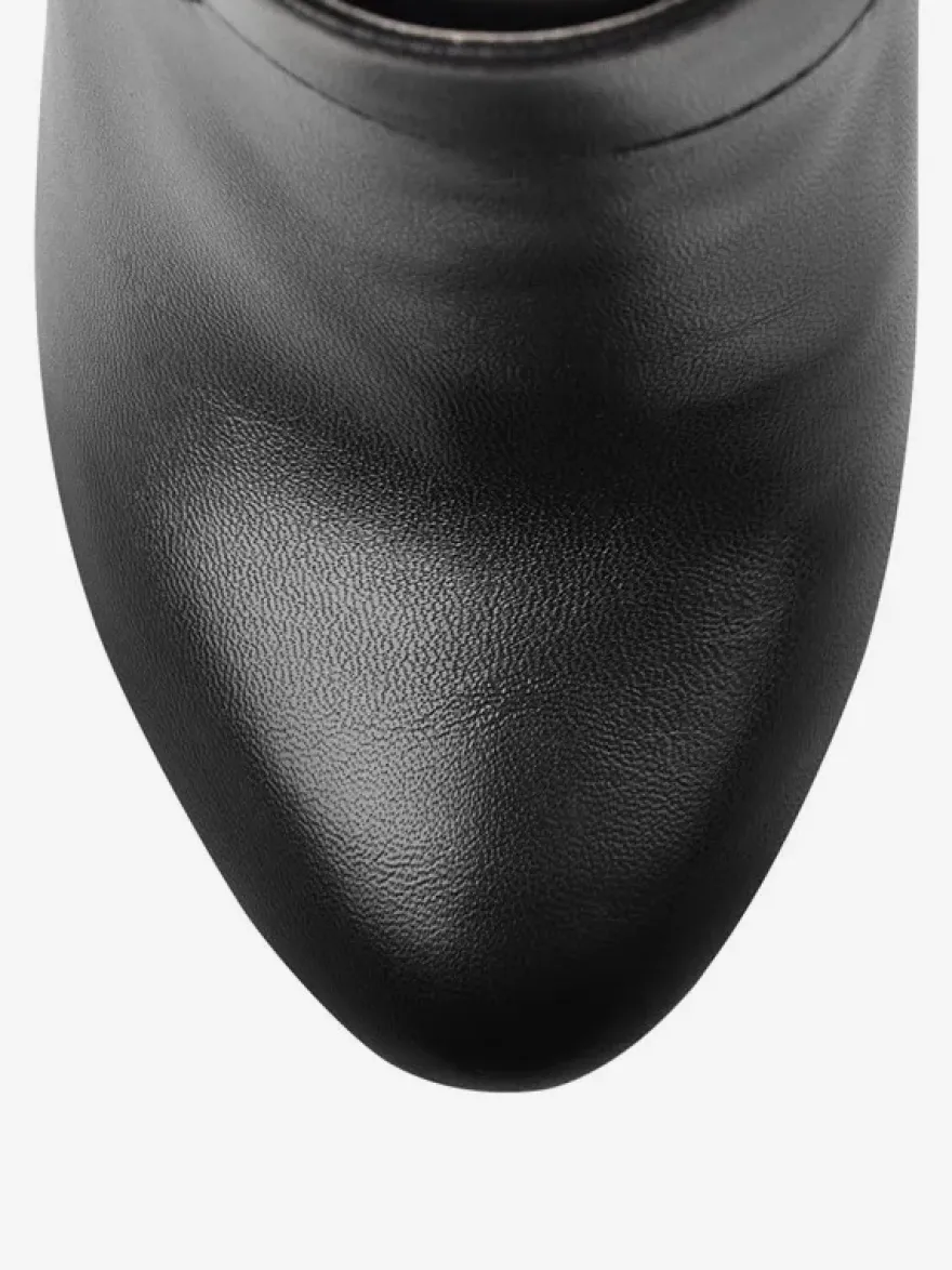 Bottines Compensées Noires À Boucle À Talon Épais Femmes