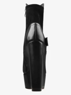 Bottines Compensées Noires À Boucle À Talon Épais Femmes