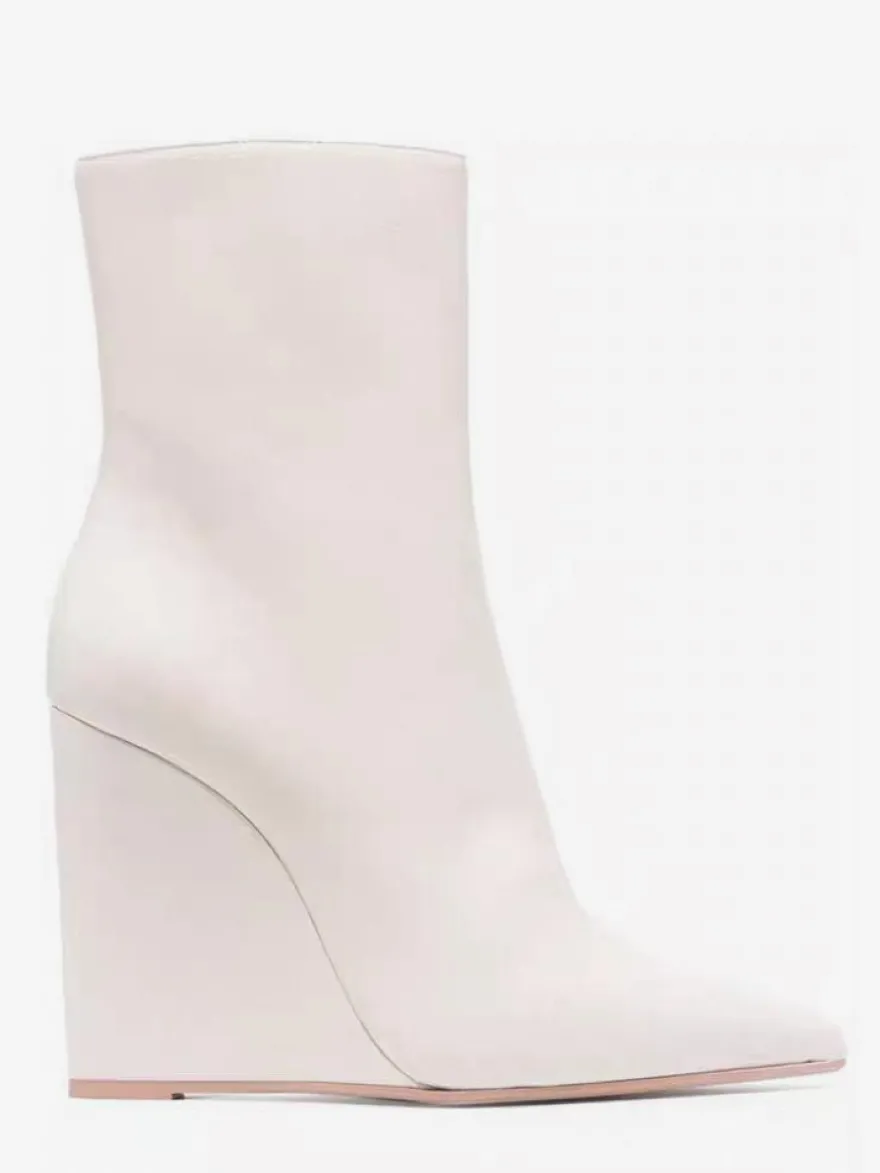 Bottines compensées noires à bout pointu et fermeture éclair pour femmes