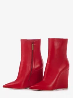 Bottines compensées noires à bout pointu et fermeture éclair pour femmes