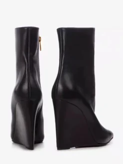 Bottines compensées noires à bout pointu et fermeture éclair pour femmes