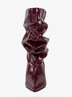 Bottines compensées noires pour femmes bout pointu motif pierre style slouchy