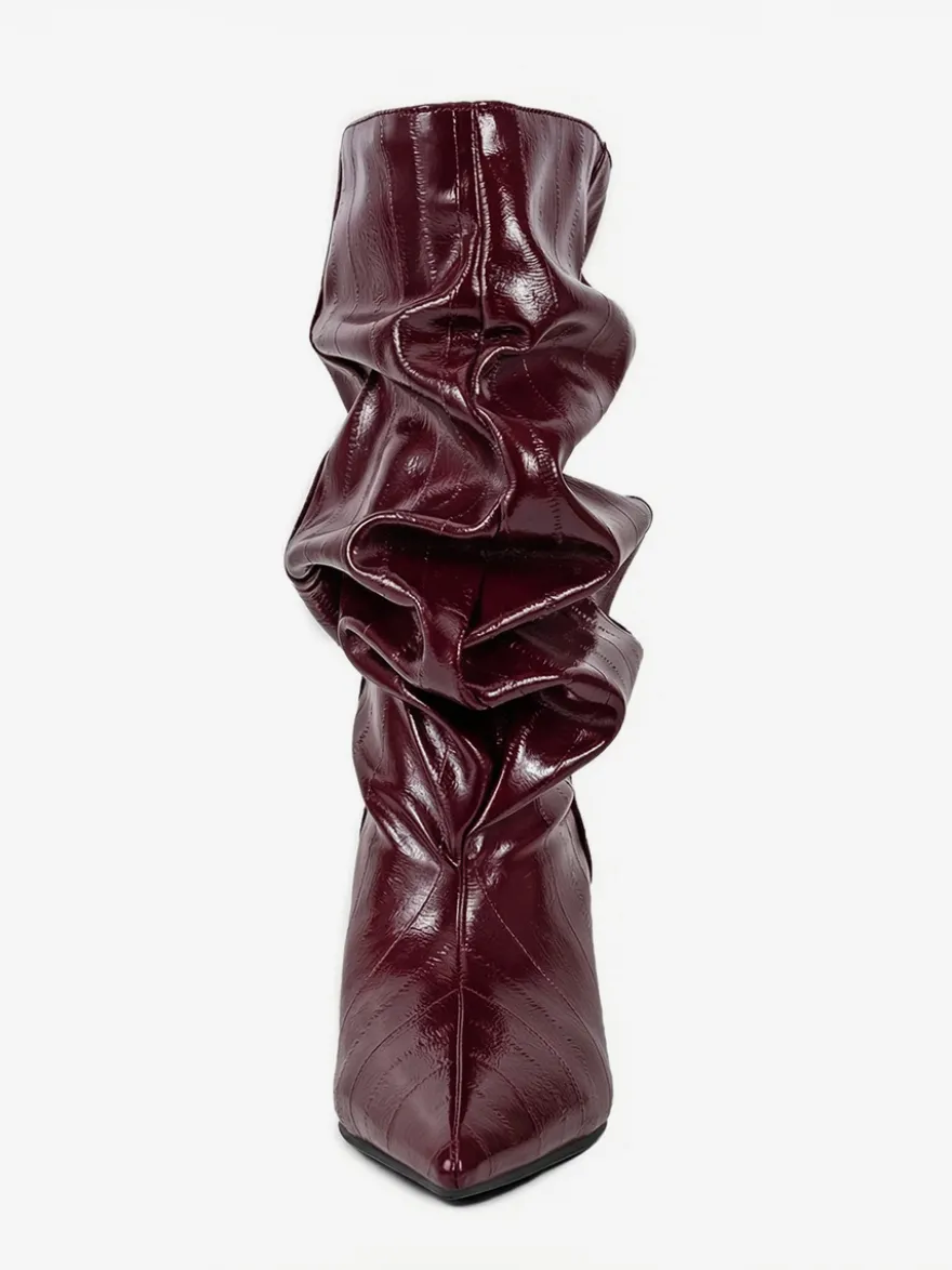Bottines compensées noires pour femmes bout pointu motif pierre style slouchy