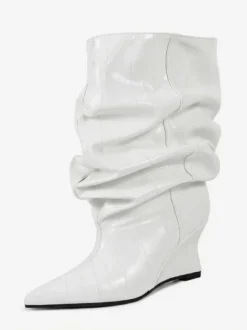 Bottines compensées noires pour femmes bout pointu motif pierre style slouchy