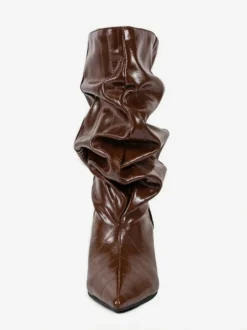 Bottines compensées noires pour femmes bout pointu motif pierre style slouchy