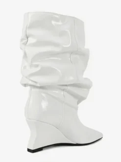 Bottines compensées noires pour femmes bout pointu motif pierre style slouchy
