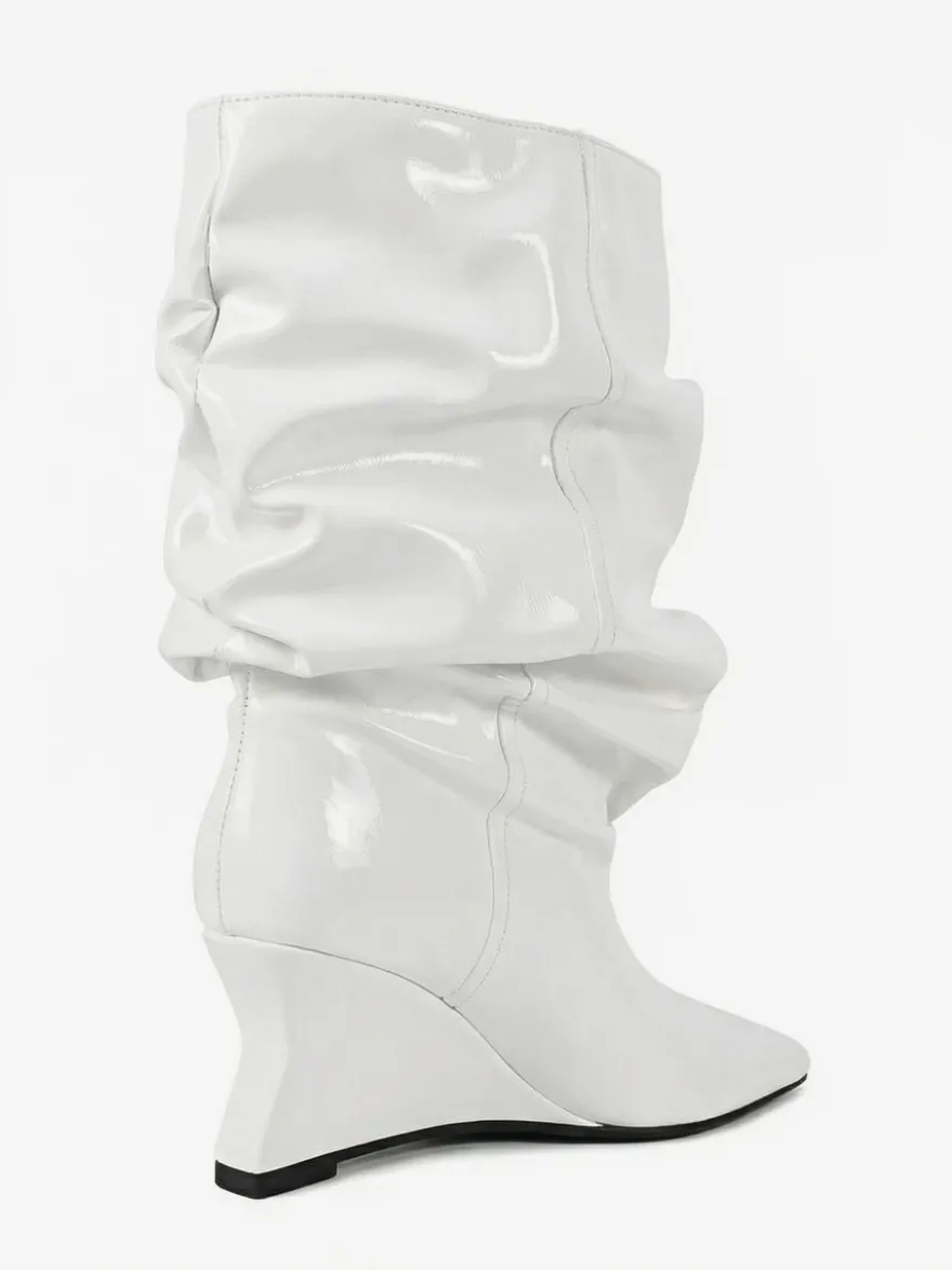 Bottines compensées noires pour femmes bout pointu motif pierre style slouchy