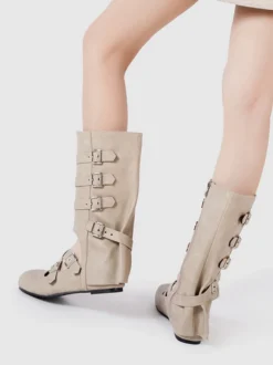 Bottines de ballet plates à bout rond et boucle pour femme