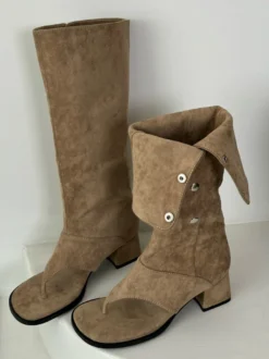Bottines Détails métalliques pour femmes Talon épais Sandales de gladiateur Bottes d'été Polyester En