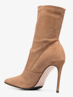 Bottines en daim à bout pointu et talons hauts pour femmes