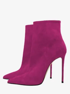 Bottines en daim à bout pointu et talon aiguille pour femmes