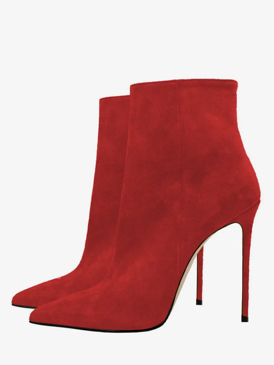 Bottines en daim à bout pointu et talon aiguille pour femmes