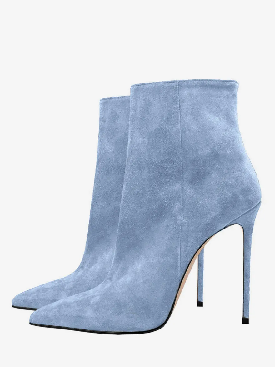 Bottines en daim à bout pointu et talon aiguille pour femmes