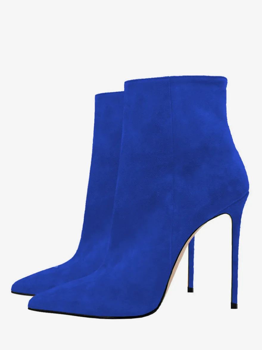 Bottines en daim à bout pointu et talon aiguille pour femmes