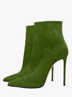 Bottines en daim à bout pointu et talon aiguille pour femmes