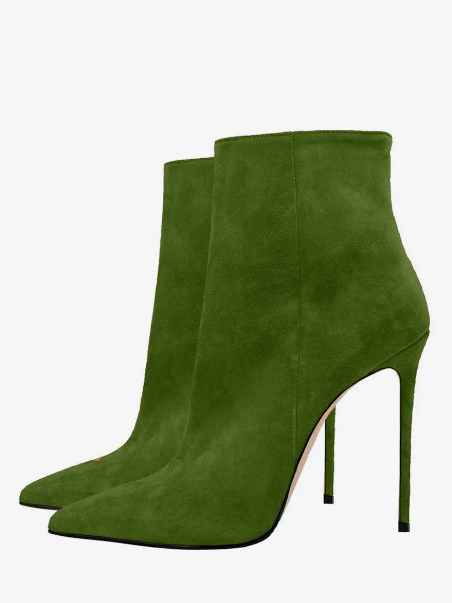 Bottines en daim à bout pointu et talon aiguille pour femmes