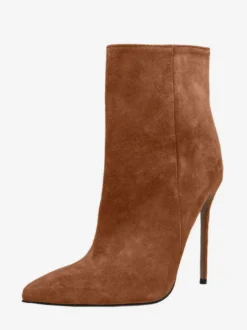 Bottines en daim à bout pointu et talon aiguille pour femmes
