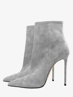 Bottines en daim à bout pointu et talon aiguille pour femmes