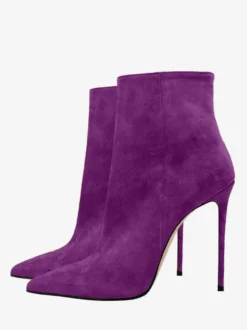Bottines en daim à bout pointu et talon aiguille pour femmes